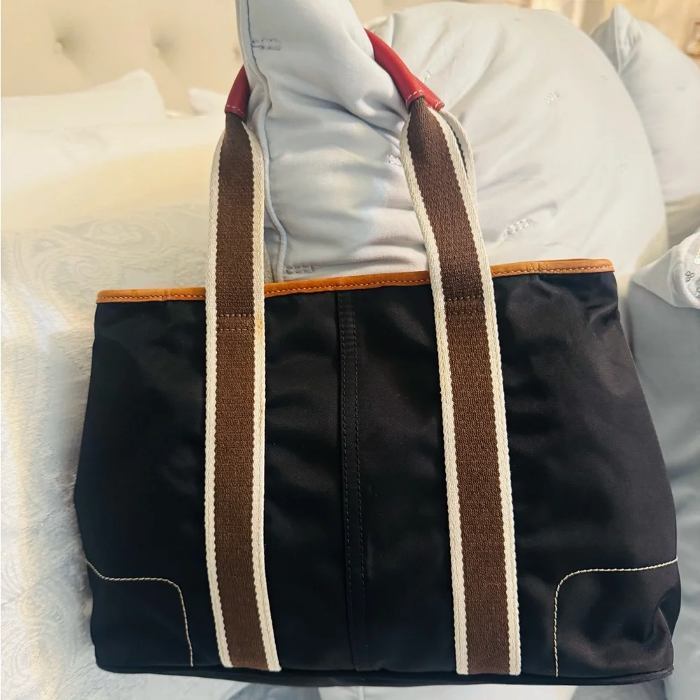 Coach Hampton Black Inside Out Tote with Red Handles and Red Logo Patch - Picture 7 of 15